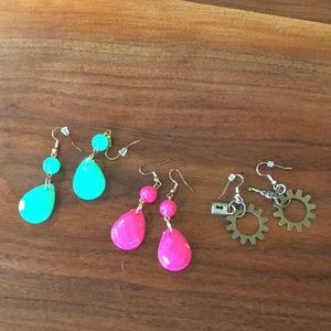 Pink/teal/lock Earrings